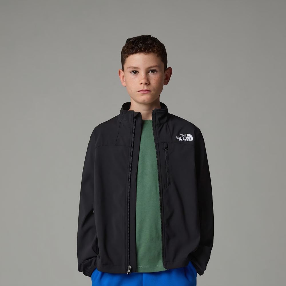 The North Face Kids Black Jacket With Blue Fleece Lined